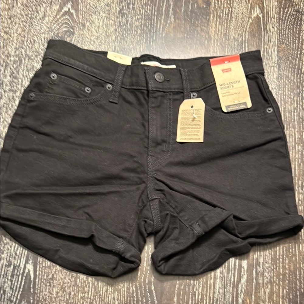 Levi's Black Denim mid-Length Shorts 28